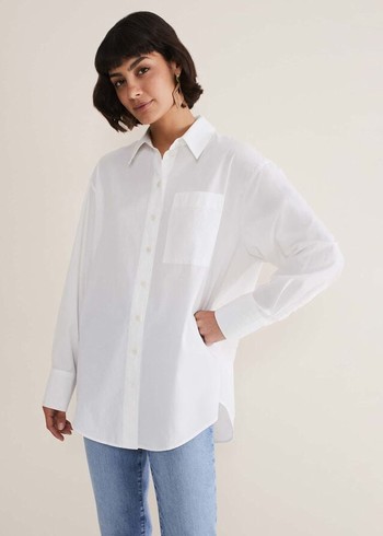 Phase Eight White Cotton Oversized Shirts White Canada | MTWJSU-925